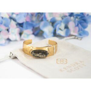 Kendra Scott Anna Vintage Gold Pyrite Large Statement Bangle Cuff Bracelet NWT